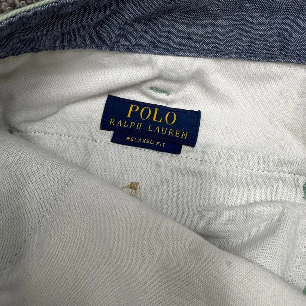 Polo Ralph Lauren Relaxed Fit Shorts Mens 36 Green Solid Cotton Chino Twill